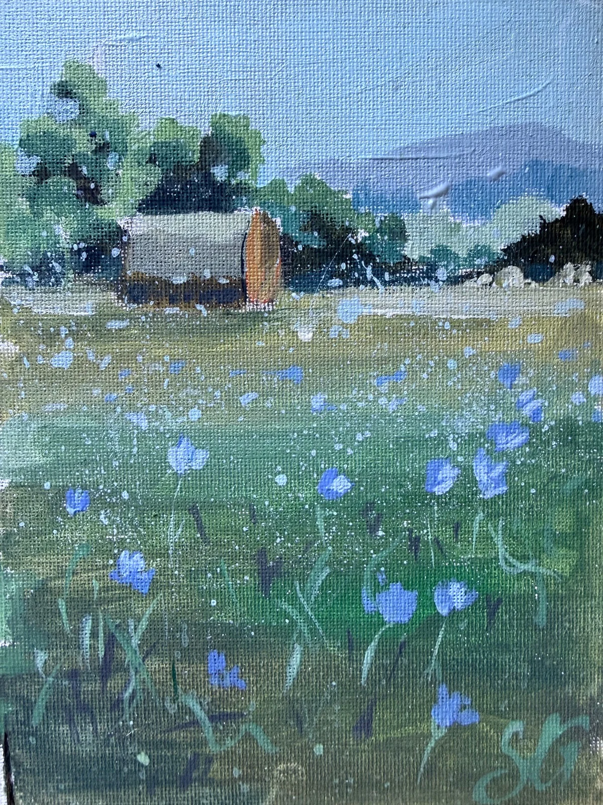 Mountain meadow painting