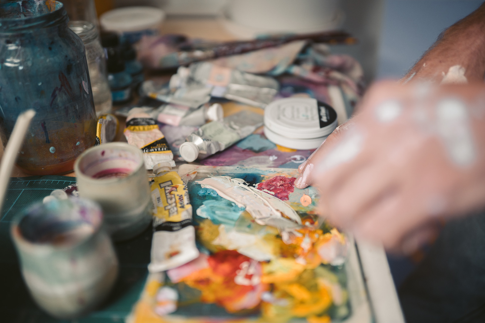 Painting materials ready for a workshop